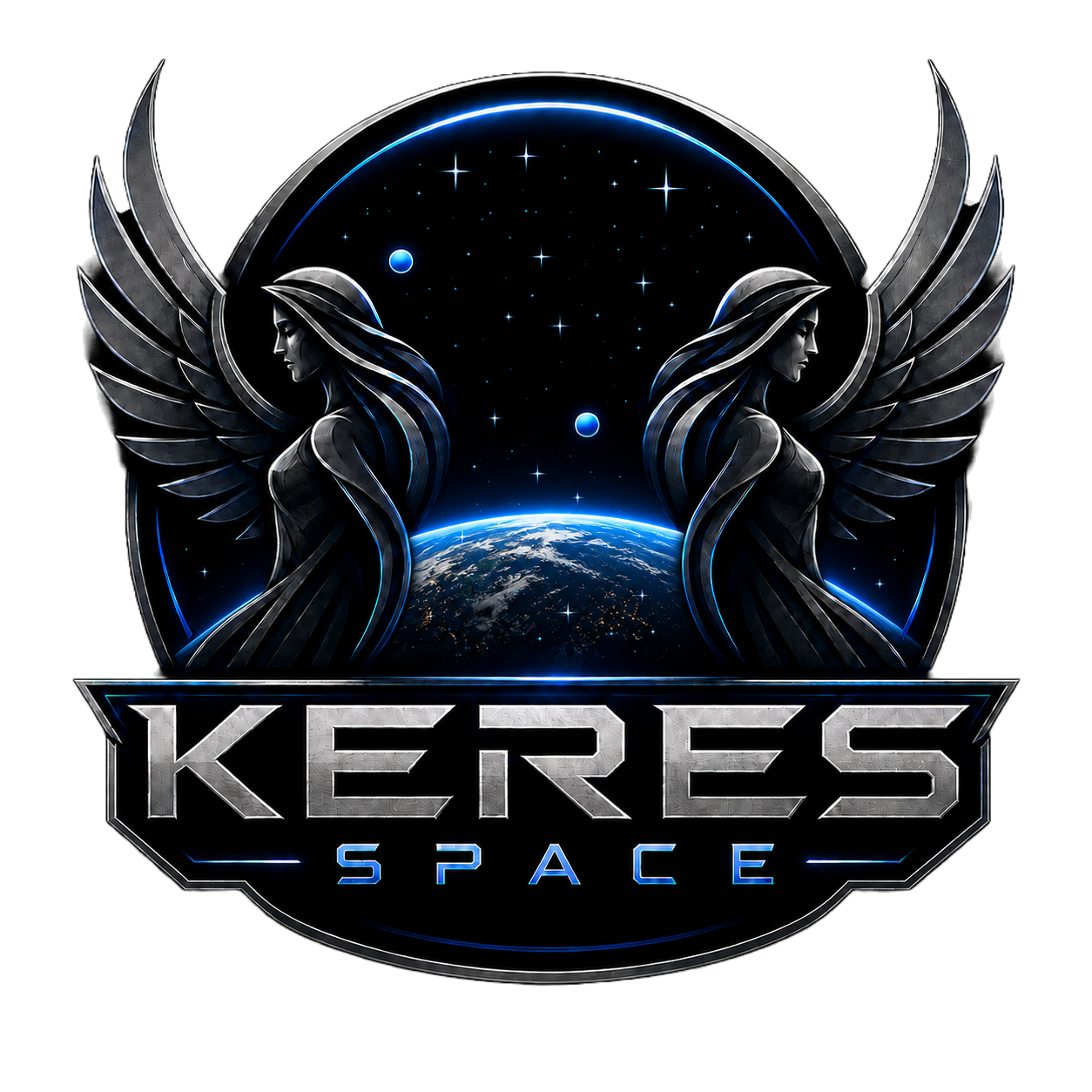 Keres Space mythic guardian and wordmark artwork